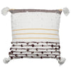 Hand-Woven White/Brown/Yellow Boho Decorative Throw Pillow - 18" x 17"
